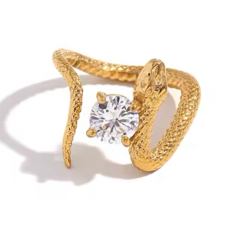 CZ Snake Ring Stainless Steel